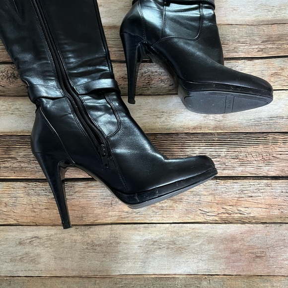 NINE WEST Reindeero Genuine Black Leather Boots Size 6 - Picture 6 of 11